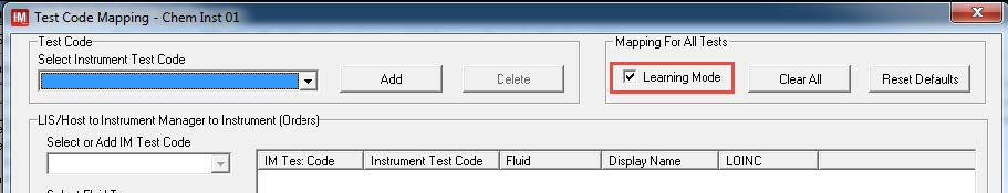 Example of the Learning Mode Function in Test Code Mapping